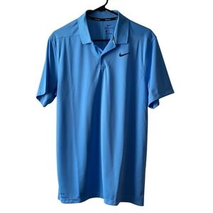 Nike Golf Dri Fit Polo Shirt Mens Medium Blue Short Sleeve Performance